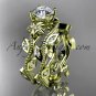 14k yellow gold diamond leaf and vine wedding ring,engagement ring,engagement setADLR151
