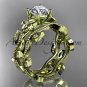 14k yellow gold diamond leaf and vine wedding ring,engagement ring,engagement setADLR151