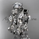 14k white gold diamond leaf and vine wedding ring,engagement ring,engagement setADLR151