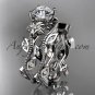 14k white gold diamond leaf and vine wedding ring,engagement ring,engagement setADLR151