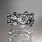 Platinum diamond leaf and vine wedding ring, engagement ring, engagement set ADLR213