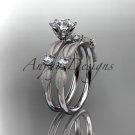 14kt white gold diamond unique leaf and vine engagement ring,wedding ring ADER177S