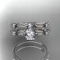 14kt white gold diamond unique leaf and vine engagement ring,wedding ring ADER177S
