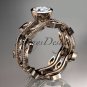 14k rose gold diamond leaf and vine wedding ring, engagement ring, engagement set ADLR213