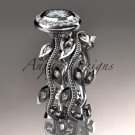 Platinum diamond leaf and vine wedding ring, engagement ring, engagement set ADLR212