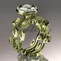 14k yellow gold diamond leaf and vine wedding ring, engagement ring, engagement set ADLR212