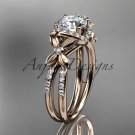 14kt rose gold diamond floral wedding ring, engagement ring ADLR140