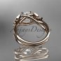 14kt rose gold diamond floral wedding ring, engagement ring ADLR140