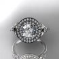 14kt white gold diamond floral wedding ring, engagement ring ADLR133