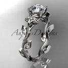 14kt white gold diamond leaf and vine wedding ring,engagement ring. ADLR151. nature inspired jewelry