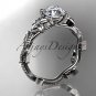 14kt white gold diamond leaf and vine wedding ring,engagement ring. ADLR151. nature inspired jewelry