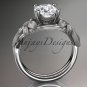 14kt white gold diamond leaf and vine engagement ring ADLR189