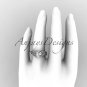 14kt white gold diamond leaf and vine engagement ring ADLR189