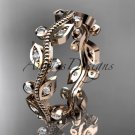 14kt rose gold diamond leaf and vine wedding ring,engagement ring,wedding band ADLF001
