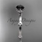 14k white gold diamond engagement ring with Black Diamond center stone ADLR38