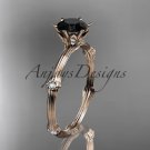 14k rose gold diamond engagement ring with Black Diamond center stone ADLR38