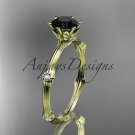 14k yellow gold diamond engagement ring with Black Diamond center stone ADLR38