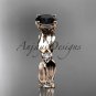 14kt rose gold diamond leaf and vine engagement ring with Black Diamond center stone ADLR58