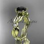 14kt yellow gold diamond leaf and vine engagement ring with Black Diamond center stone ADLR58