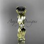 14kt yellow gold diamond leaf and vine engagement ring with Black Diamond center stone ADLR58