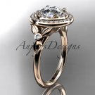 14kt rose gold diamond floral wedding ring, engagement ring ADLR133