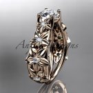14kt rose gold diamond floral wedding ring,engagement ring ADLR149