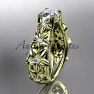 14kt yellow gold diamond floral wedding ring,engagement ring ADLR149