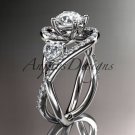 Unique 14kt white gold diamond moissanite engagement ring ADLR320