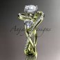 Unique 14kt yellow gold diamond moissanite engagement ring ADLR320