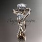 Unique 14kt rose gold diamond moissanite engagement ring ADLR320