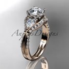 14kt rose gold diamond engagement ring with a "Forever Brilliant" Moissanite center stone ADLR319