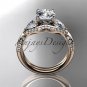 14kt rose gold diamond engagement ring with a "Forever Brilliant" Moissanite center stone ADLR319