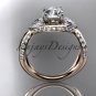 14kt rose gold diamond  engagement ring with a Forever One Moissanite center stone ADLR318