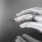 14kt white gold diamond engagement ring with a Forever One Moissanite center stone ADLR318