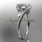 Platinum diamond leaf and vine wedding ring,engagement ring ADLR317