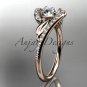 14k rose gold diamond leaf and vine wedding ring, engagement ring ADLR317