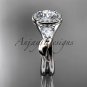 14kt white gold diamond unique engagement ring, wedding ring with Moissanite center stone ADLR314