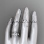 14kt white gold diamond unique engagement ring, wedding ring with Moissanite center stone ADLR314