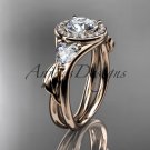 14kt rose gold diamond unique engagement ring with  Moissanite center stone ADLR314