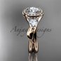 14kt rose gold diamond unique engagement ring with  Moissanite center stone ADLR314