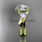 14kt yellow gold diamond unique engagement ring, wedding ring with Moissanite center stone ADLR314