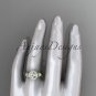 14kt yellow gold diamond unique engagement ring, wedding ring with Moissanite center stone ADLR314