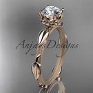14k rose gold diamond vine and leaf wedding ring, engagement ring ADLR290