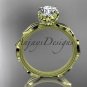 14k yellow gold diamond vine and leaf wedding ring, engagement ring ADLR290