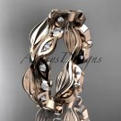 14kt rose gold diamond leaf and vine wedding ring, engagement ring, wedding band ADLR268