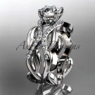 Platinum diamond leaf and vine wedding ring, engagement ring ADLR264
