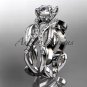 Platinum diamond leaf and vine wedding ring, engagement ring ADLR264