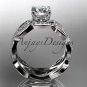 Platinum diamond leaf and vine wedding ring, engagement ring ADLR264