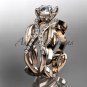 14kt rose gold diamond leaf and vine wedding ring, engagement ring ADLR264