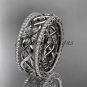 14k white gold diamond flower wedding ring, engagement ring ADLR260